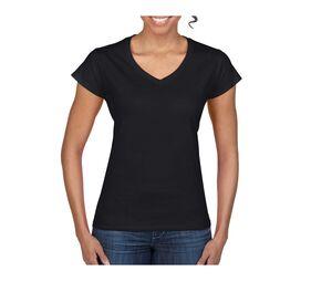 Gildan GN647 - Damen T-Shirt mit V-Ausschnitt aus 100% Baumwolle Schwarz