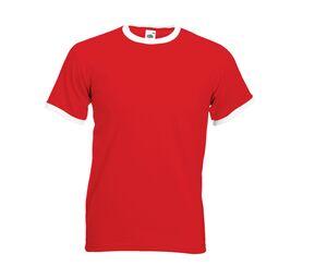 Fruit of the Loom SC245 - Herren Ringer T-Shirt aus 100% Baumwolle Red