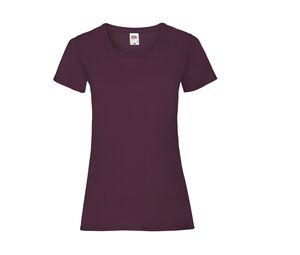 Fruit of the Loom SC600 - Lady-Fit Baumwoll Damen T-Shirt Burgund