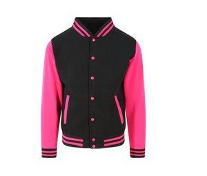 AWDIS JH043 - Baseball-Sweatshirt Jet Black/ Hot Pink