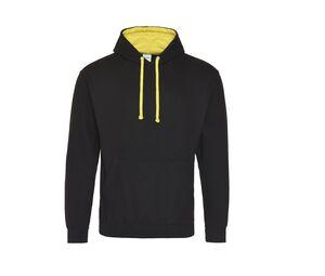 AWDIS JH003 - Kontrast-Hoodie Jet Black / Sun Yellow