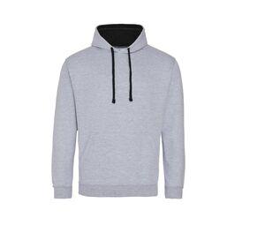 AWDIS JH003 - Kontrast-Hoodie Heather Grey/ Jet Black