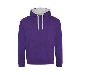 AWDIS JH003 - Kontrast-Hoodie Purple / Heather Grey