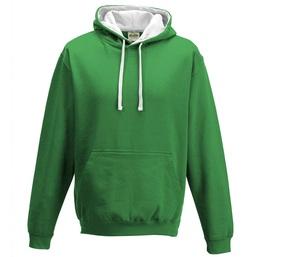 AWDIS JH003 - Kontrast-Hoodie Kelly Green / Arctic White