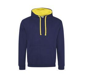 AWDIS JH003 - Kontrast-Hoodie Oxford Navy/ Sun Yellow