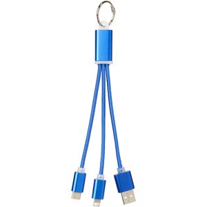 PF Concept 134961 - Metal 3-in-1 Ladekabel mit Schlüsselanhänger Royal Blue