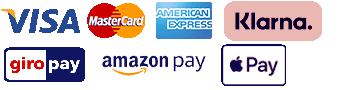 Mastercard, American Express, Visa, Sofort, Giropay, Klarna, Amazon Pay, Apple Pay